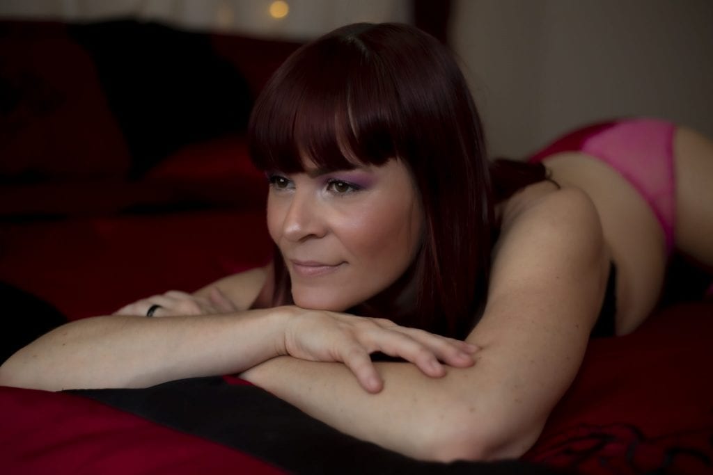 Orlando Boudoir Photography Red Bed Pink